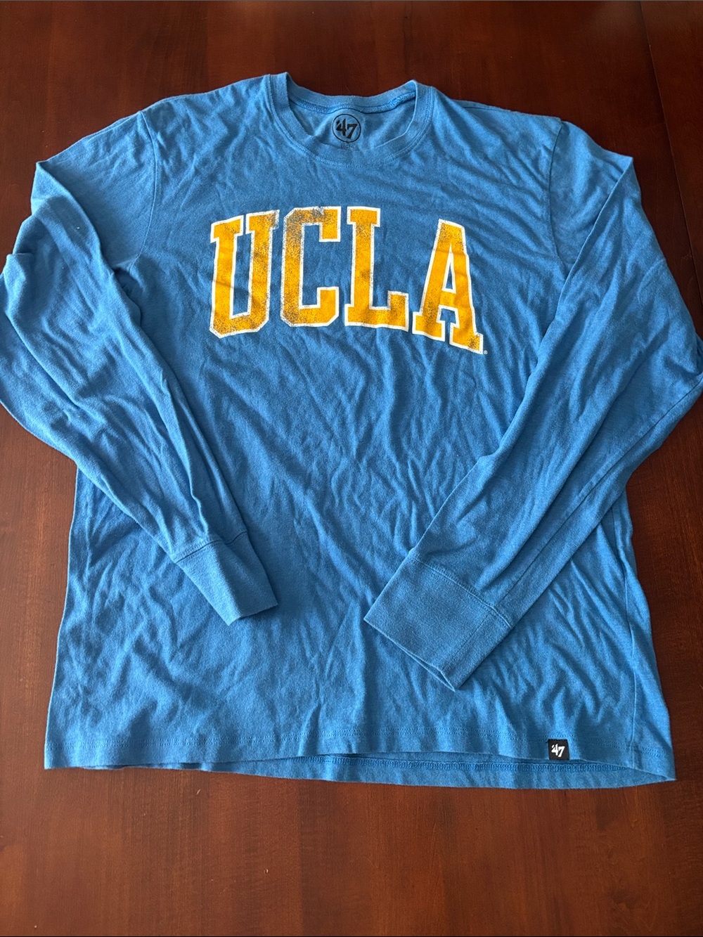 47 UCLA Long Sleeve Tee in Sky Blue with Gold Lettering